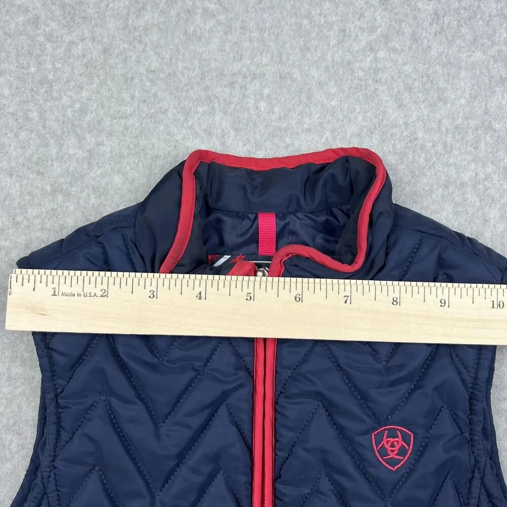 Ariat Girls 8 Navy Quilted Insulated Vest Western Equestrian Ranch Outdoor